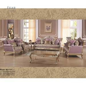 الفاخرة الكلاسيكية غرفة المعيشة خزينة ملابس خشبية منحوتة الأريكة الأرجواني النسيج الأوروبية الملكي نمط طقم أريكة