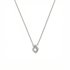 [ Hong Kong International Jewellery Show ] Floral-Inspired Minimalist Zircon Pendant Necklace with Fluid Silver-Plated Design - Product Image 1