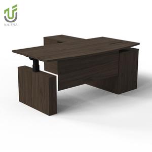 Iultra cơ giới đứng L hình dạng bàn với nhiều ngăn kéo và kệ, động cơ duy nhất, màu đen, cho không gian làm việc có tổ chức - Product Image 1