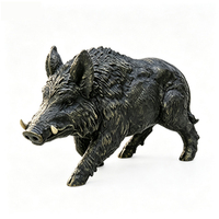 Statue de sanglier réaliste en résine, finition antique, figurine animale, ornement paysager en résine pour extérieur, jardin, pelouse, parc, villa