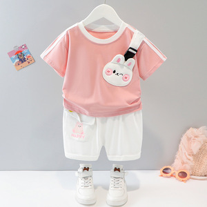 Set di Abbigliamento Estivo per Bambini e Bambine, Maglietta a Maniche Corte con Stampa Animale, Completo Due Pezzi per Bambini da <span class=keywords><strong>1</strong></span> a 4 Anni - Product Image 3