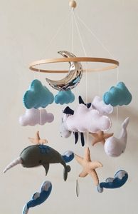 Carillon à vent en gros, jouet suspendu pour berceau de bébé boho lit de bébé Mobile <span class=keywords><strong>pépinière</strong></span> tricotée personnages sous-marin baleine <span class=keywords><strong>dauphin</strong></span> - Product Image 5