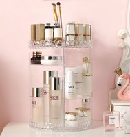 Grande boîte de rangement transparente à rotation de 360 degrés pour cosmétiques, organisateur de maquillage réglable et multifonction