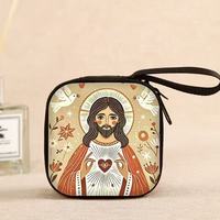 Étui pour chapelet catholique, sac pour perles de prière, Famille Sainte, Vierge Marie, Sacré-Cœur de Jésus, Art populaire, Étui pour chapelet catholique