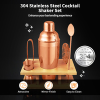 Ensemble de 6 pièces en acier inoxydable pour cocktails : shaker, passoire, cuillère à mélanger, becs verseurs – Accessoires de bar pour la maison ou le bar, cadeau d'anniversaire