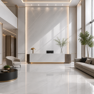 Lastra in Pietra Sinterizzata <span class=keywords><strong>Bianca</strong></span> Premium Elegante 1600x3200mm, Piastrella in Gres Porcellanato Effetto Marmo Bianco Puro per Pavimenti e Rivestimenti <span class=keywords><strong>di</strong></span> Ville e Hotel - Product Image 6