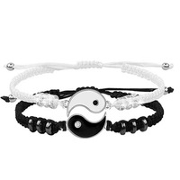 Tai Chi Yi Yang Huit Trigramme Pendentif Couple Collier Bracelet pour Meilleur Ami Amitié Collier Charmes Tressé Bijoux Cadeau