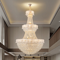 Lustre moderne de luxe à trois niveaux en cristal doré pour villa, escalier, maison, banquet, mariage