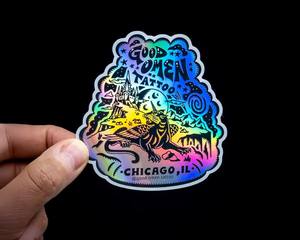 Op maat gemaakte holografische glitter sticker met gestanste vorm, zelfklevende vinyl, decoratieve PVC sticker, promotionele reclame logo sticker - Product Image 4