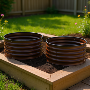 Set di 2 fioriere in metallo marrone scuro, aiuole rialzate facili da montare, accessori da giardino - Product Image 2