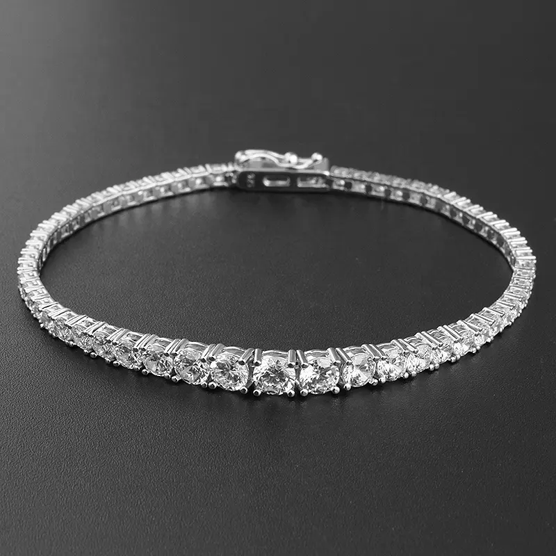 custom 925 sterling silver diamond tennis bracelet jewelry cubic zirconia 5a cz classic men's silver 925 tennis bracelet women