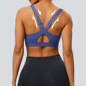 OEM/ODM Women's S-XL Nylon/Spandex Solid Quick Dry Breathable Removable Shockproof Fitness Sports Cross Back <b>Bra</b> - Product Image 2