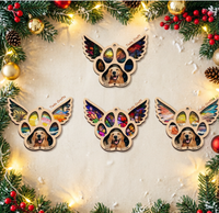 CuWholesale Ornement de Noël en bois à 2 couches, motif UV écologique, patte d'animal, pour la décoration de la maison et des fêtes