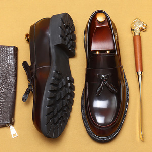 Mocasines de Cuero Genuino para Hombre, Punta Redonda, con Borlas, Suela de Goma Acolchada, para Todas las Temporadas, Estilo Casual de Negocios - Product Image 4