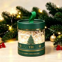 Boîte cadeau ronde transparente personnalisée pour Noël, boîte en PVC en forme de pomme avec couvercle rouge et décoration en ruban