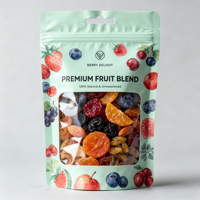 Duurzame plastic ziplock zakjes, vochtbestendig, food grade, staande pouches, hersluitbare verpakkingen voor gedroogd fruit en noten