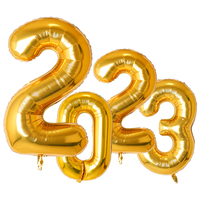 Vente en gros, publicité directe d'usine, approvisionnement de gonflage d'anniversaire, globos metalicos de num, ballons en nombre doré de grande taille