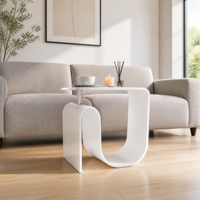 Table basse en acrylique transparent avec base en U, design minimaliste pour la maison, salon, table d'appoint/médiane multifonctionnelle