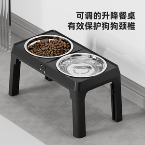 Station d'alimentation double en acier inoxydable réglable et surélevée pour chiens de taille moyenne à grande, pliable et facile à nettoyer - Product Image 4