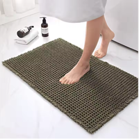 Tapis de Bain en Polyester à Motifs Gaufrés Antidérapant Super Absorbant Réversible Utilisation Domestique et Hôtelière Tapis de Bain avec Pompons