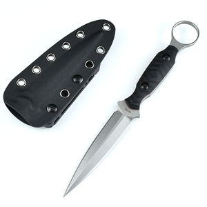 아웃도어 G10 핸들 고정식 칼 D2 강철 블레이드 캠핑 포켓 전술용 사냥 나이프 칼집 포함 - Product Image 1