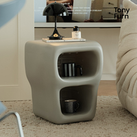 Table basse à bord rond en plastique écologique, design contemporain, légère, durable, multifonctionnelle, chambre à coucher, salon