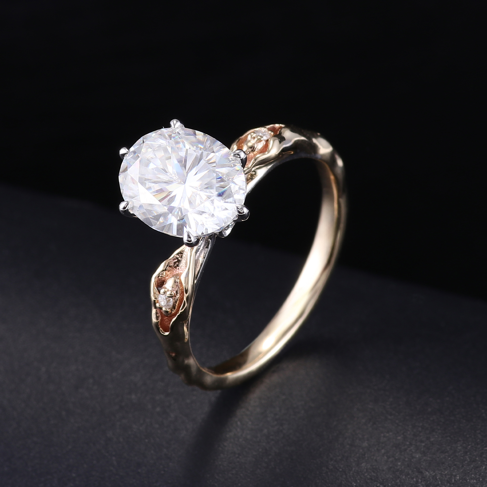 Real solid 10K gold moissanite  ring