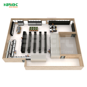 Combo para Supermercado Highbright: Estantes Metálicos Resistentes, Refrigerador Abierto y Mostrador de Caja - Product Image 3