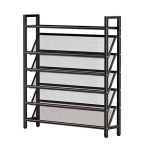 מתקן אחסון נעליים צר ומודרני עם מדף עליון, 3/4/5/6 שכבות, חוסך מקום, מתכת, לכניסות - Product Image 1