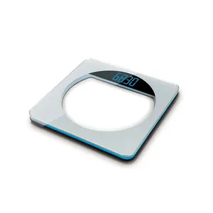 Grande balance de salle de bain numérique en verre trempé ABS de 150kg/330lb avec écran LCD