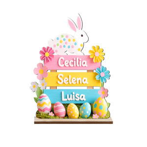 DAMAI Easter Colorful Bunny Slogan Wooden Ornaments Tabletop Decor Crafts for Spring Garden Party Home Festive Display Supplies - Product Image 6