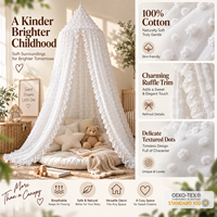 Moustiquaire de lit pour enfant en coton blanc uni, portable et pliable, avec bordure à volants en maille conique, rideau de princesse pour berceau et chambre de bébé