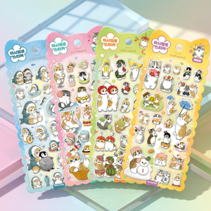 <b>Marshmallow</b> PVC Cartoon Stickers Soft UV Printed UV Varnishing Dessert Cat Korean Cute Character Removable Diary Deco Kawaii - Product Image 1