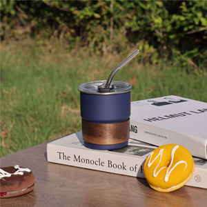 Cốc bia cà phê bằng thép không gỉ một lớp hiện đại cán cạnh di động cho các bữa tiệc Cắm Trại Ngoài Trời Có ống hút tiện lợi - Product Image 2