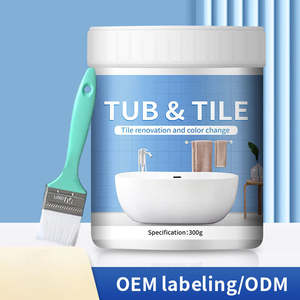 Acryl-Badewannen- und Fliesen-Aufbereitungsset mit Werkzeugen Geruchsarme Weiße Badewannenfarbe auf Wasserbasis für Einfache Anwendung mit Pinsel - Product Image 1