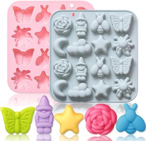 Stampo in Silicone Ecologico a 16 Cavità con Tema Pastorale: Farfalle, Api, Fiori, Luna, Stelle e Nuvole <span class=keywords><strong>per</strong></span> Sapone e Dolci - Product Image 1