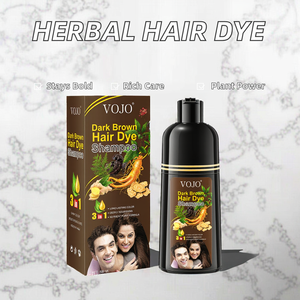 Tinte para el Cabello Semipermanente <span class=keywords><strong>VOJO</strong></span> 3 en 1 a Base de Hierbas y Ginseng, Color Marrón Negro, Tinte Permanente para el Cabello - Product Image 2