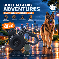 Laisse d'obéissance anti-traction avec lampe torche LED, laisse rétractable en nylon pour l'entraînement des grands chiens