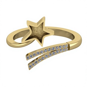 Anillo Ajustable de Plata de Ley 925 de Alta Calidad con Engaste de Resina CZ de 0.80mm y Diseño de Estrella de 5mm, Componentes para Joyería - Product Image 1
