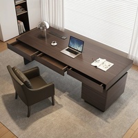 Bureau d'ordinateur minimaliste de luxe avec rangement pour la maison, le bureau ou la chambre, bureau simple haut de gamme en bois fumé