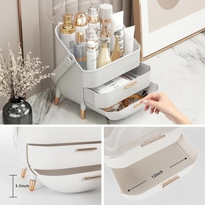 Organisateur de maquillage LYDHoome HD002 contemporain, grande capacité, en plastique, avec tiroirs, couvercle transparent, robuste, écologique, pour le rangement des cosmétiques - Product Image 2