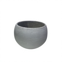 Pot de fleurs moderne en résine de pierre gris clair, texture ciment, pour plantes succulentes, décoration maison et bureau, pot rond pour plantes