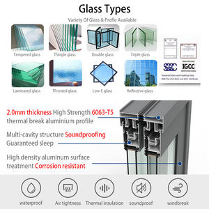 NFRC As2047 Portes françaises coulissantes en verre à cadre en alliage d'aluminium certifié Porte extérieure et fenêtres Portes patio murales - Product Image 3