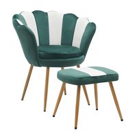 Chaise de luxe légère avec accoudoirs en velours doux pour maquillage, pieds dorés, chaise de salon avec repose-pieds