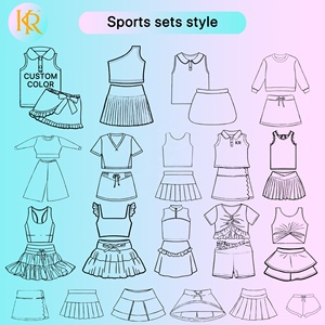 Completo Casual da Ragazza KR Personalizzato con Top Senza Maniche a Collo Alto e Mezza Zip, <span class=keywords><strong>Pantaloncini</strong></span>, in Tessuto Traspirante per Yoga con Stampa Colorata - Product Image 2