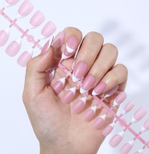 120 Uds puntas de uñas preaplicadas almendra Rosa francés desnudo puntas de uñas de Gel suave DIY Nail Art Matt - Product Image 1