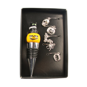 Halloween Wine Stopper Kit Pumpkin Shape With Glass Rings For Indoor Decoration CXS 01 - Product Image 3