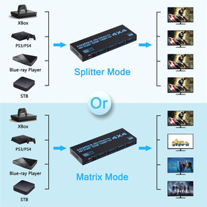 4K <span class=keywords><strong>HDMI</strong></span> 2.0b Matrix Switch 4x4 Switcher Splitter 4 in 4 Out Box avec SPDIF EDID Extractor IR Remote Control Support HDCP 2.2 ARC - Product Image 2