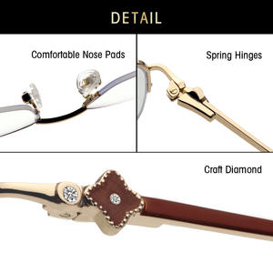 Gafas de miopía con montura metálica de medio aro para mujer Grey Jack, antiluz azul, puente medio, modelo 5130 - Product Image 3