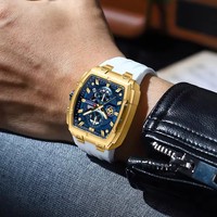 Montres CURREN 8488, chronographe élégant, étanche, lumineux, bracelet en silicone, montres multifonctions pour hommes, montre-bracelet pour hommes d'affaires